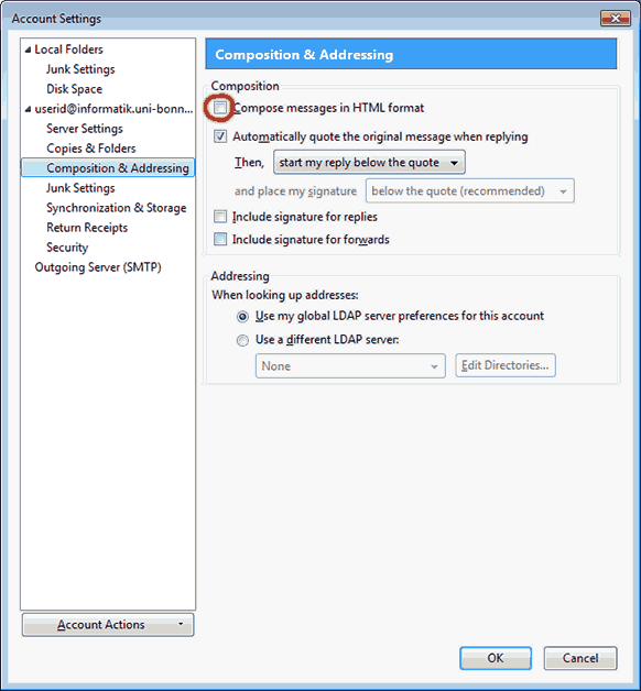 Thunderbird31 Server Settings