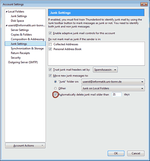 Thunderbird31 Server Settings