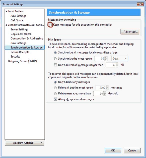 Thunderbird31 Server Settings