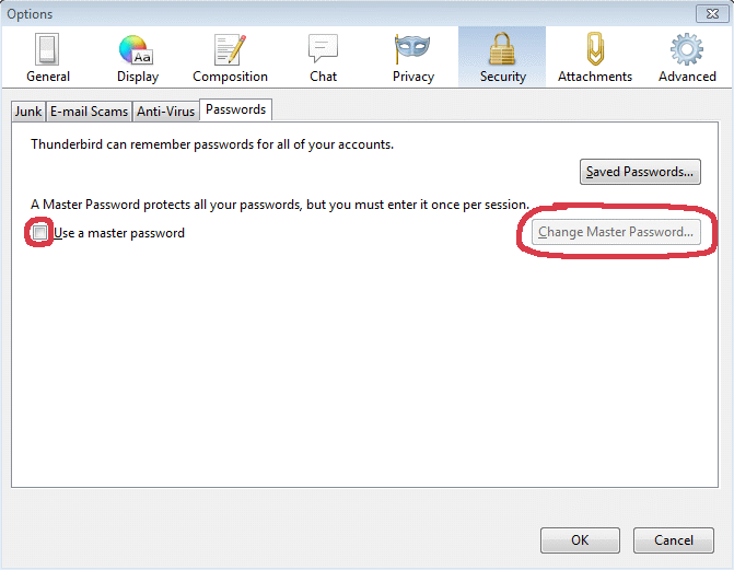 Thunderbird31 Master Password